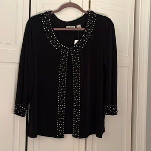 Chico’s Travelers beaded contrast 3/4 Luanne jacket size 2